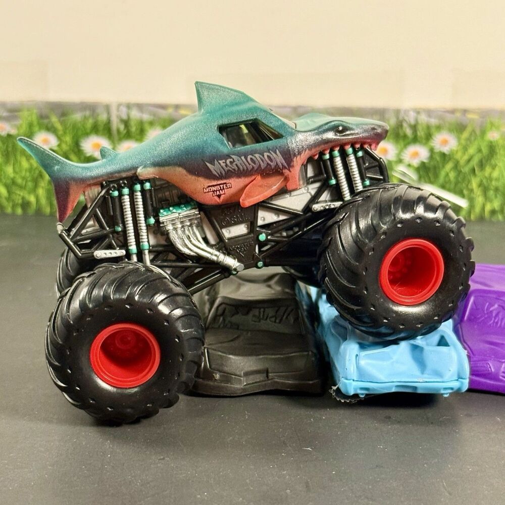 CUSTOM Monster Jam Megalodon Two Tone Teal & Red  1:64 Monster Truck
